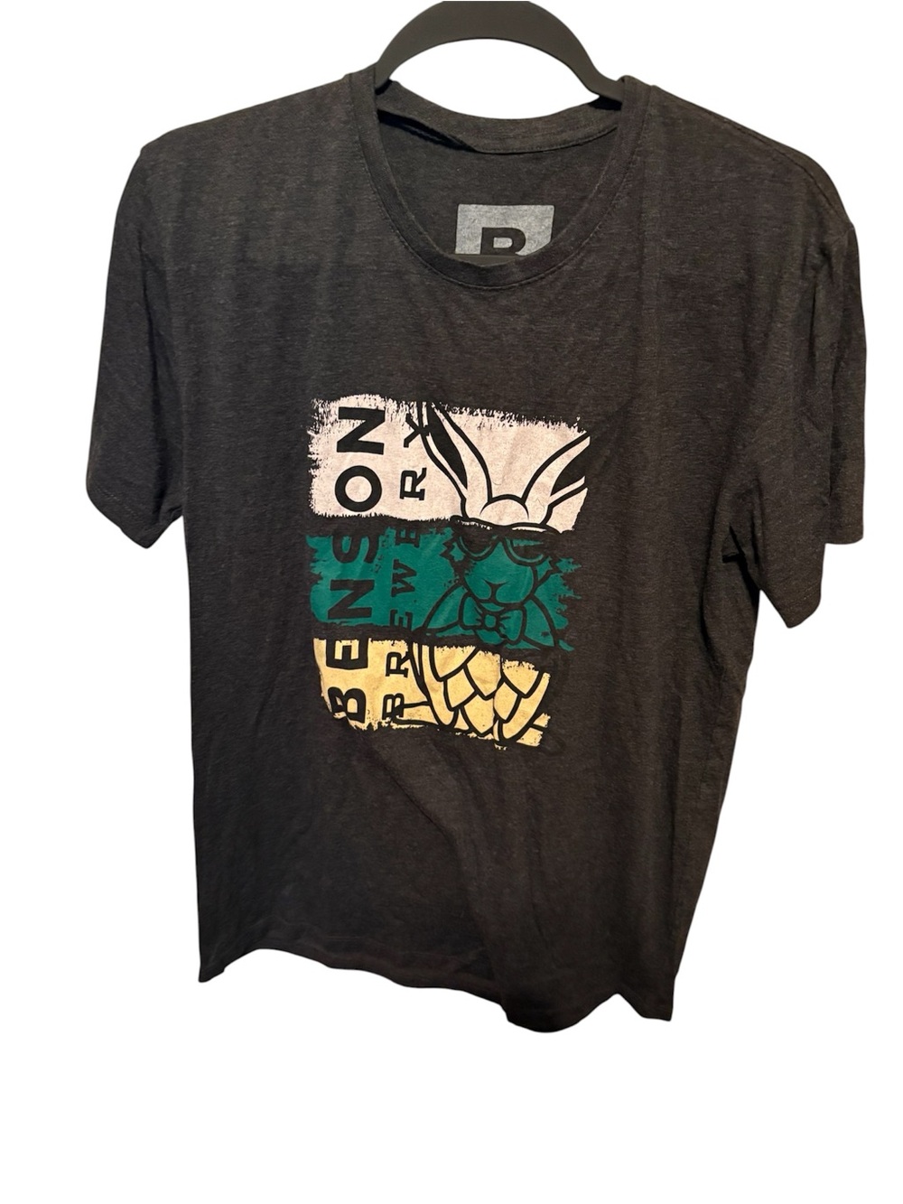 Men's Graphic Crewneck T-Shirt - Black with Multicolor Print Benson brewery